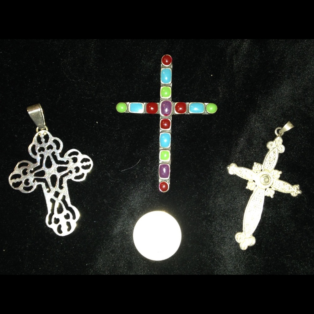 3 sterling silver crosses